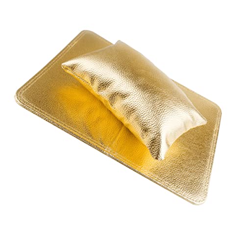 AUTSUPPL 1 セット ネイルアート折りたたみハンドピロー ネイルマニキュア枕 ネイルアートペイントツール マニキュアの手 ネイルハンドレスト アームレスト ネイルテック Pu Golden