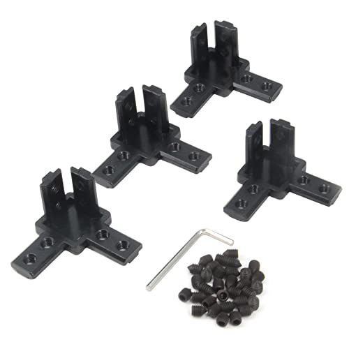 Zeberoxyz 4PCS Black 3030 Series 3-Way End Corner Bracket with M6 Screws for 8mm Slot T-Shape Aluminum Extrusion Profile Accessories (3030 Series 3-Way Corner Bracket-Black)