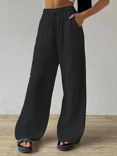 Image of Shasmi Women's Trousers | Wide Leg Casual Pants Featuring a Relaxed Silhouette | Secure fit for All-Day wear | Convenient Side Pockets | Straight-Leg Cut | Elegant Design | Premium (157)