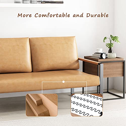 Awqm Faux Leather Sofa,Mid-Century Loveseat Sofa,2 Seat Couch,Classic Sofa Upholstered With Removable Back/Seat Cushion,Armchair/Lounge Chair For Living Room,Office And So On,Camel #TOP5