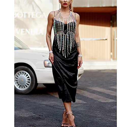 Tfjs Sexy Long Acrylic Top Halter Bra Chain Women Girl Jewelry Accessories Masquerade Stage Show Body Chain (Color : Multicolor) #TOP2