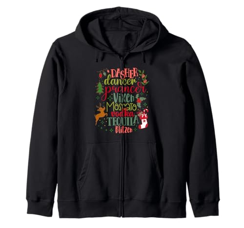 Dasher Dancer Prancer Vixen Moscato Vodka Tequila Blitzen Sudadera con Capucha
