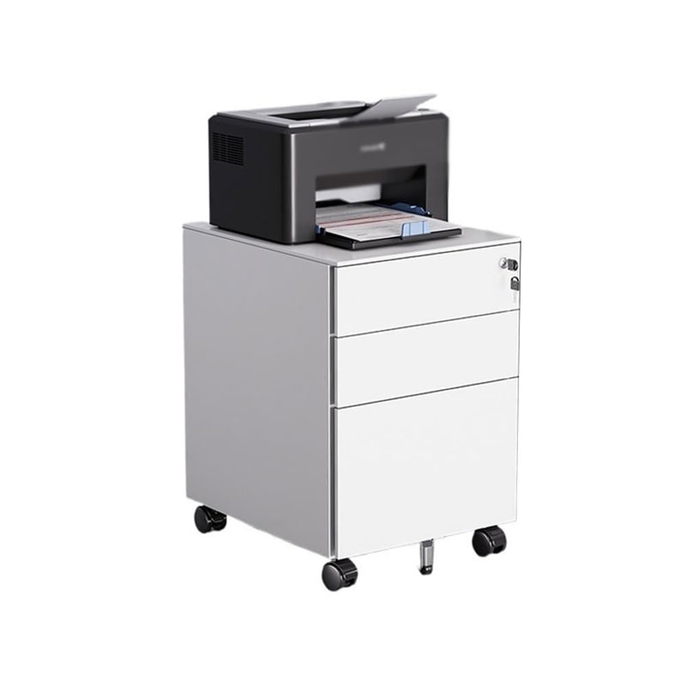 Aioneer Filing Cabinet For Home Office Practical Movable Cabinet Steel File Cabinet Office Storage Cabinet Under The Table Mobile With Locking Data Drawer Cabinet Storage Cabinet-White