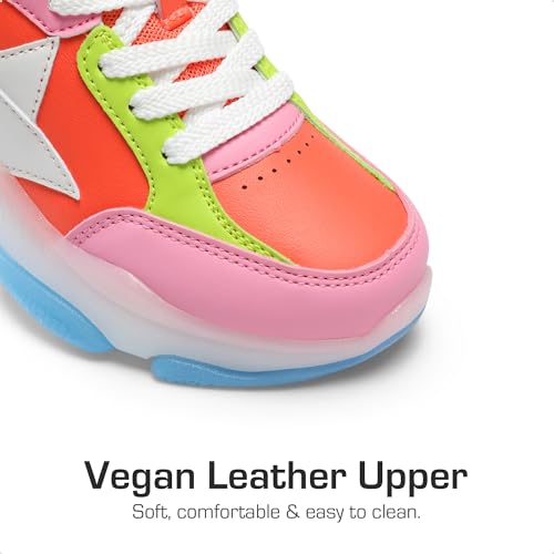 Dream Pairs Girls Sneakers Lace Up Sparkle Starshimmer Jelly Sole Colorful Walking Shoes Kids For School Daily Sports,Size 4 Big Kid,Rainbow,Sdfs2411K thumb #3