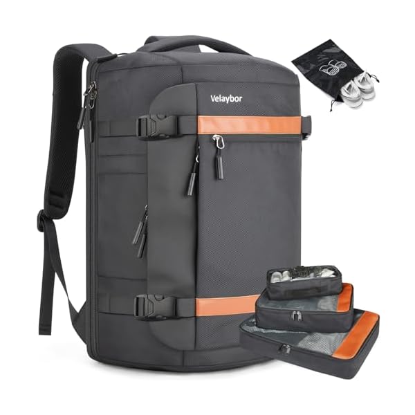 42L Travel Backpack with 4 Packing Cubes, TSA Friendly Flight Approved Carry-On Bag, Water-Resistant Weekender Business Backpack for Men Women, Fits 17.3" Laptop