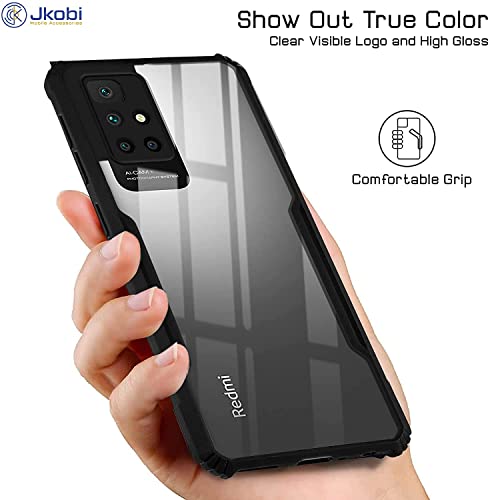 Image of Jkobi Back Cover Case for Xiaomi Mi Redmi 10 Prime (Crystal Glass Back | Camera Protection | Shockproof Bumpers | Professional Black)
