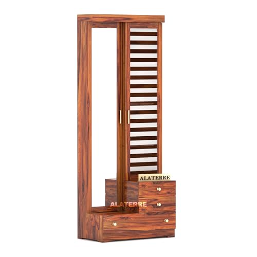 Image of Sheesham Wood Dressing Table with Double Door | Wooden Dressing Table | Sheesham Wood | Bedroom Furniture (Natural)