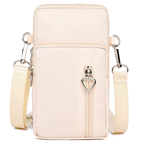 Katleay Handy Umhängetasche, Handy Tasche Damen, Damen Umhänge Handy Tasche, Mode Damen Schultertasche, Multifunktionale Handytasche mit Vielen Fächern, für Alltag, Schule, Ausflug, Einkauf(Weiß) Cover