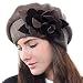 Lady French Beret Wool Beret Chic Beanie Winter Hat Jf-br034 (Floral-Brown)