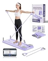 AMAZINGHOME Klappbarer Pilates Board & Reformer mit automatischem Rückprall - Komplettset inkl. Knieschutz & Video-Anleitung für Anfänger und Profis (Lila)
