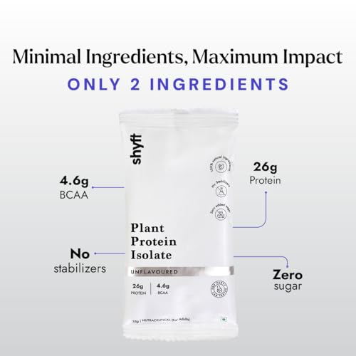 Image of Shyft Plant Protein Isolate Travel Pack | Unflavoured (33g x 7 Sachets, Total 231g) | Pea & Rice Protein | 24g Protein | 4.2g BCAA | Easy to Digest | 5 Clean Ingredients | No Chemicals