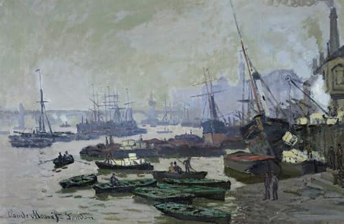 Bateaux dans la piscine de Londres Toile Monet Idéale pour la Décoration Murale du Salon