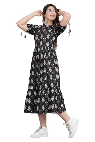 Image of Kuruti B Sheets Women's Cotton Floral Printed Regular Fit Anarkali Kurta for Women