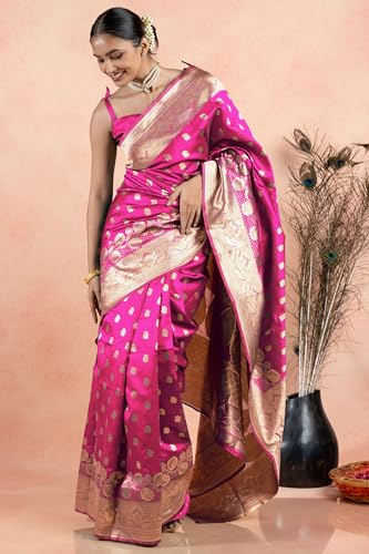 Image of Subham Women Saree Chandrakor Paithani Silk Cotton | Soft Daily Wear Golden Zari Sari with Unstitched Blouse