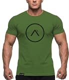 [Manatsulife] トレーニングTシャツ メンズ 半袖 スポーツ 吸汗速乾 ストレッチ 綿 フィットネス DT19 (L, グリーン)