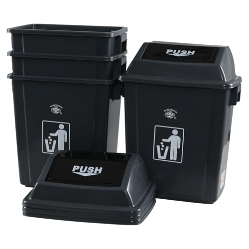 Caneca de basura rectangular de plástico 6 gal gris 4-pack miniatura 4