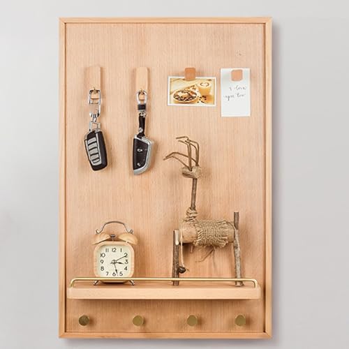 Cubierta de madera para caja de disyuntores, placa de circuito decorativa vertical con estante y ganchos, diseño artístico de pared, ideal para decoración del hogar, 40 x 60 cm