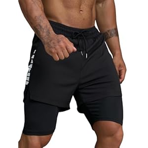 Short de Course Homme Court 2 en 1 Running Shorts Men Pantalon de Sport à séchage Rapide avec Poches Respirant Short d&rsquo;entraînement