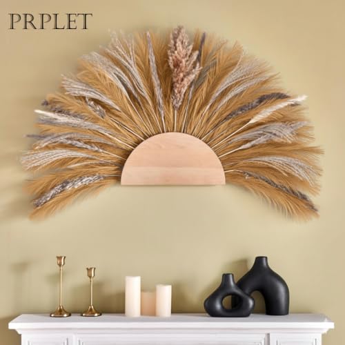 Image of Faux Pampas Grass - 24 Pcs Small Artificial Flowers for Living Room Home Office and Wedding Decoration (Brown)