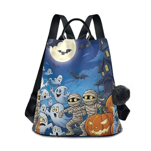 Sac à dos femme Halloween fantômes sac de voyage en tissu imperméable avec antivol