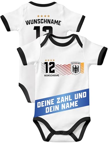 MoonWorks® Baby Body WM 2026 Weltmeisterschaft Outfit Trikotstyle Baumwolle Fußballgeschenk Jungen Mädchen Weiss-schwarz 0-3 Monate