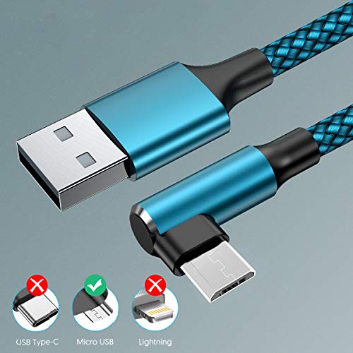 image for EWUONU Micro USB 90 Degree Cable [2 Pack 10FT] for Fire 7 HD8, Samsung
