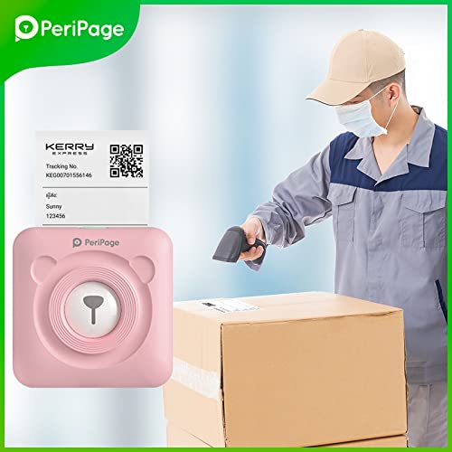 Image of PeriPeri PeriPage A6 (HD 304dpi) Mini Thermal Printer (1Year Warranty) Inkless Bluetooth Pocket Printer for Print Picture List Memo Barcode Receipt Labels (Pink)