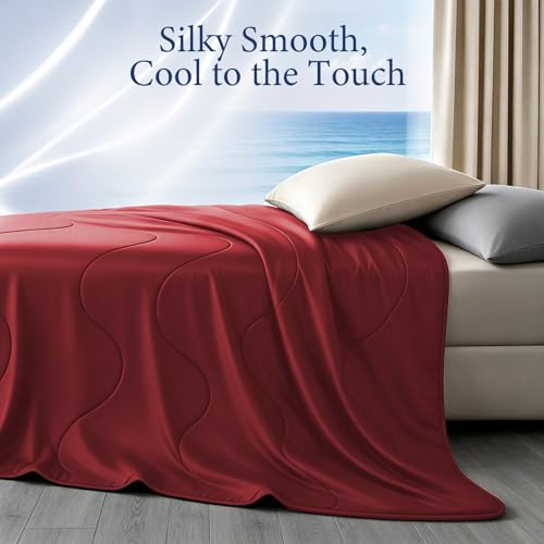 Image of Cooling Comforter for Hot Sleepers, Queen 90x90, True Red | Cooling blanket feel, Q-Max >0.4 cool touch, double-sided cooling, Sorona fill, for night sweats, lightweight & breathable