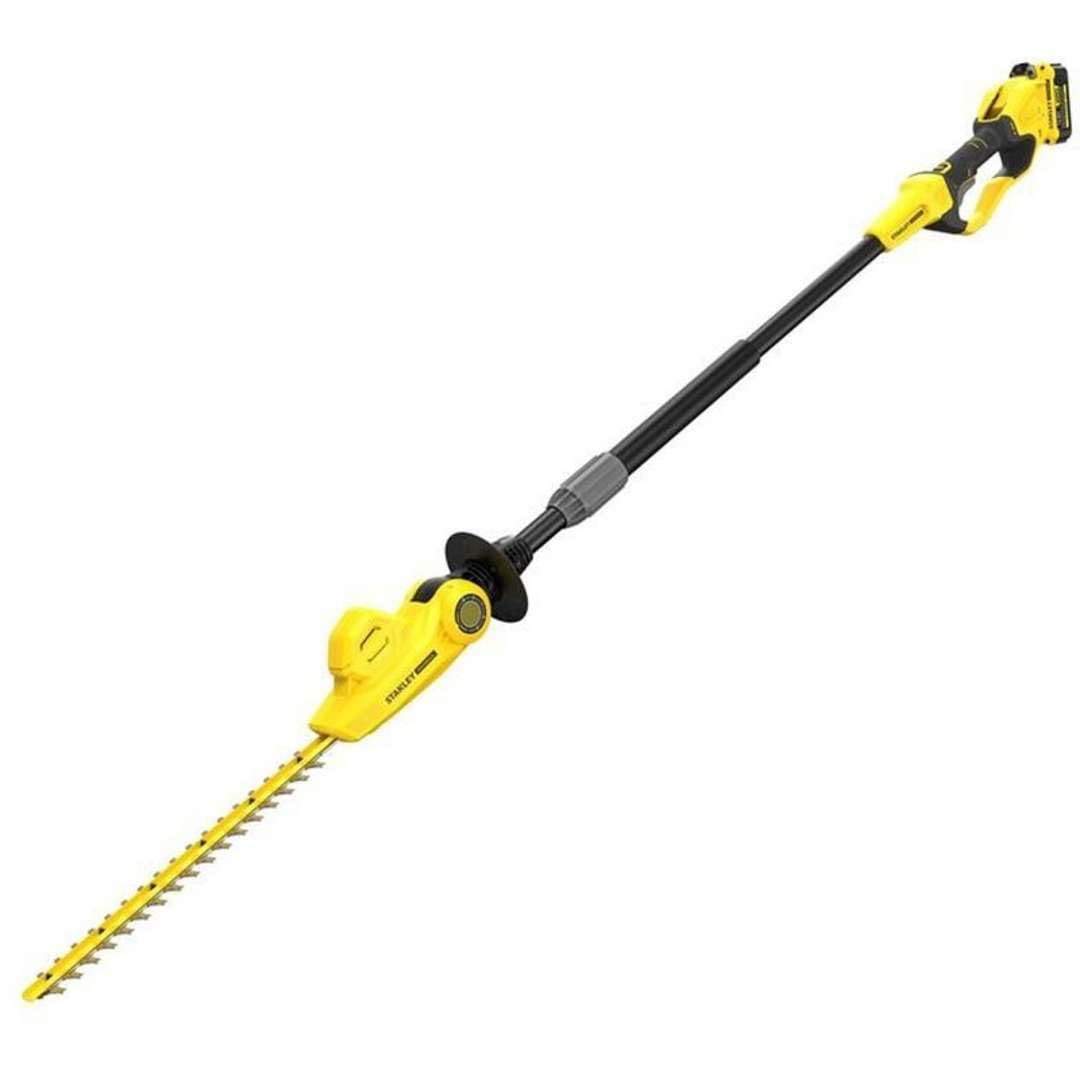 STANLEY FATMAX SFMCPH845M1-QW, nożyce do żywopłotu z akumulatorem litowym, długość ostrza 45 cm, obrotowa głowica, ergonomiczny uchwyt 18 V 4,0 Ah, kolor żółty