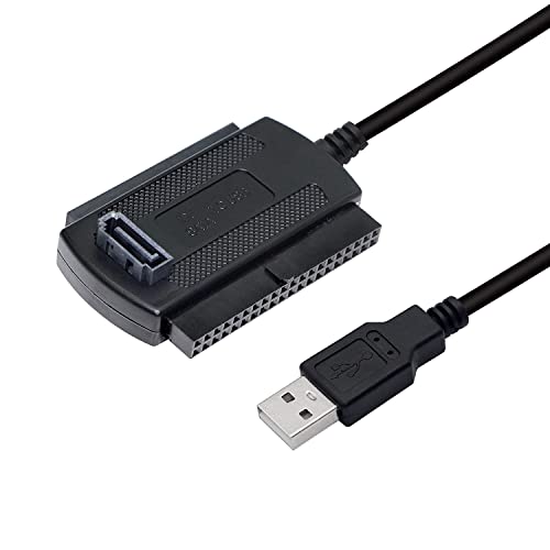 ETZIN USB to SATA IDE Converter Cable Adapter USB 2.0 to 2.5/3.5/5.25in IDE and SATA Adapter Cable for Personal Computer, Laptop, DVD Player (1.8FT/Black) EPL-987HS