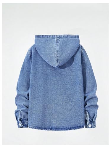 MakeMeChic Boy's Hooded Denim Jacket Long Sleeve Single Breasted Jean Coats Outerwear2