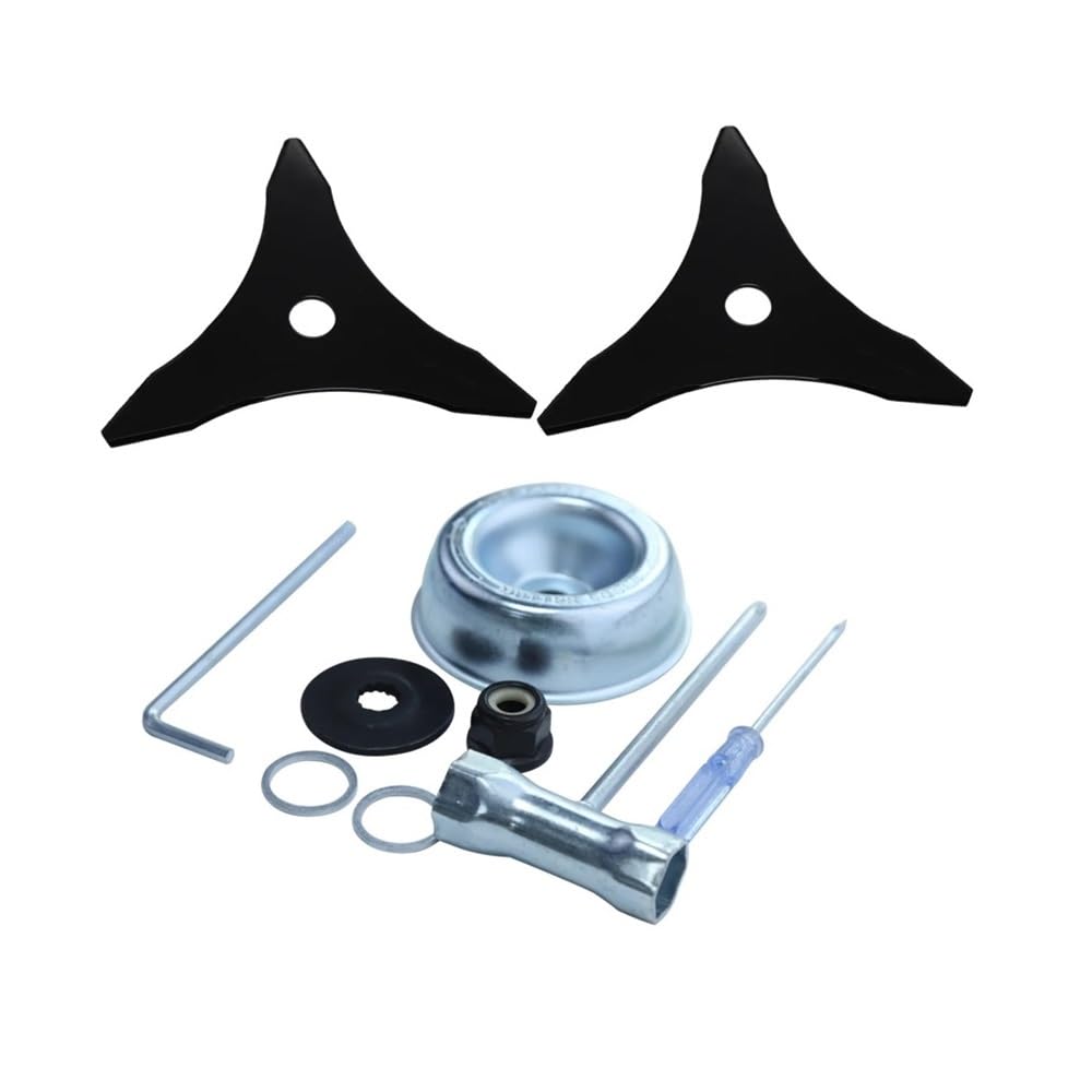 Juego de 2 Cuchillas Acero al Carbono for desbrozadora 10" x 3 Dientes, aptas for