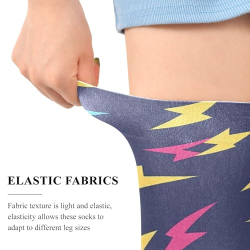 Colorful Lightning Dark Blue Thigh High Socks Long Boot Stockings Elastic Knee High Socks for Women Leg Warmers4