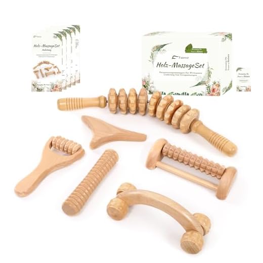 Kit Maderoterapia Corporal 6 Piezas, Maderoterapia Abdomen y Celulitis, Masajeador Madera, Moldear el cuerpo, Bolsa de Transporte y Guía