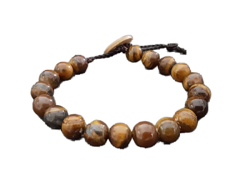 Bracelet en oeil de tigre multicolore 8mm avec finitions artisanales
