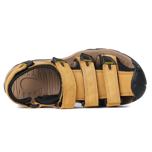 Leather Sports Sandals For Men Closed Toe Hiking Outdoor Athletic Casual Walking Sandals Water Shoes Summer Fisherman Sandal Handmade4