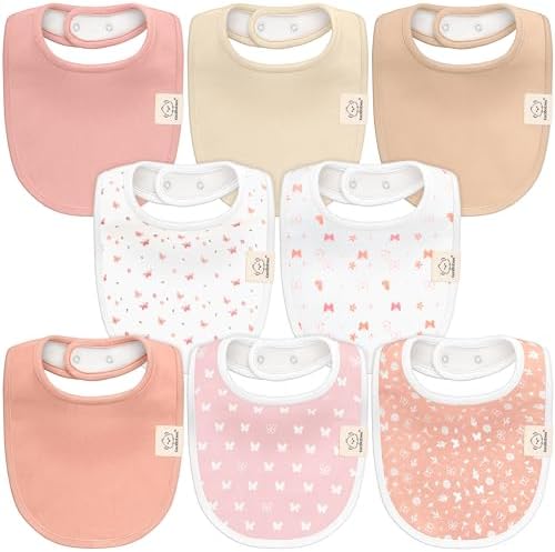 8-Pack Organic Baby Bibs for Girls & Boys – Teething Baby Bib, Baby Boy Bibs, Baby Girl Bibs, Newborn Bibs, Baby Drool Bibs for Infant, Toddler, Bibs for Baby Boy, Bibs for Baby Girl (Butterflies)