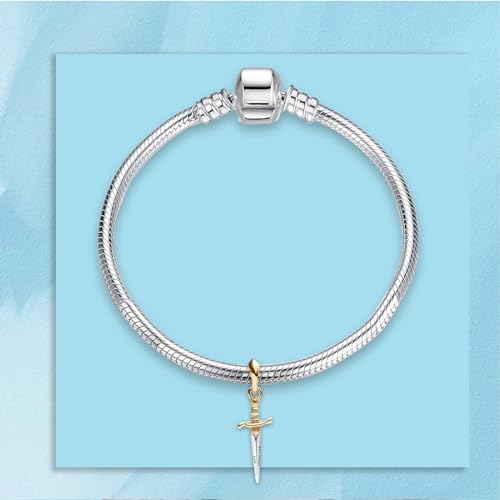 925 Sterling Silver Charms Ice & Fire Golden Sword Dragon Dangle Beads for Bracelets and Necklaces Jewelry for Women4