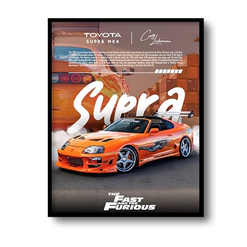 Image of Posternet TOYOTA Supra MK4 Wall Poster Frames | 12x18 inch | Fast and Furious Themed JDM Cars | Hanging Wall Artwork Frames for Living Room, Bedroom, Office and Etc
