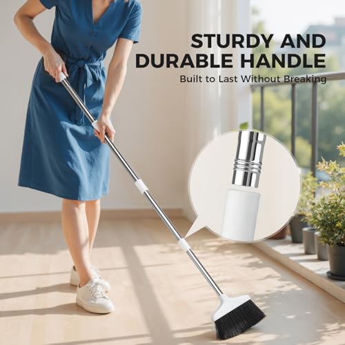 Image of Handy Broom, Indoor /Outdoor Brooms, Duty Kitchen Broom, for Home Garage Kitchen Office Courtyard Lobby Patio Lawn Concrete (1, White)
