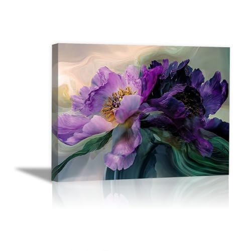 Art mural coloré pivoine violette abstrait haut de gamme