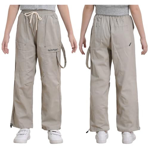JEYPINMI Baggy Cargo Trousers for Girls Boys Straight Wide Leg Streetwear Pants Loose Fit Sweatpants