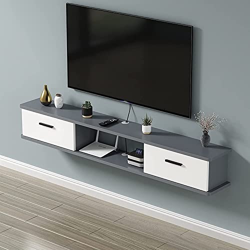 Meuble TV flottant salon console multimédia étagère rangement suspendue