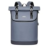 SUEBEKUE Rucksack Rolltop mit 17 Zoll Laptopfach & USB Ladeanschluss,Schulrucksack Damen und Herren Schultasche mit 17.3 Zoll Laptopfach für Universität Studium Arbeit Fahrrad