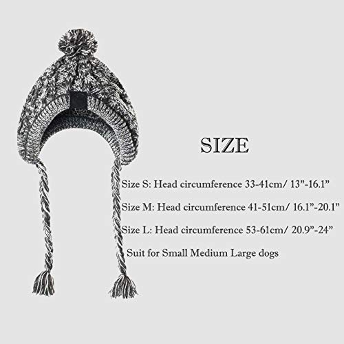 SEIS Winter Dog Knitted Hat with Puffball Warm Pet Cap Fashion Gray Cat Headband Protector for Small Medium Large Dogs… - Image 5