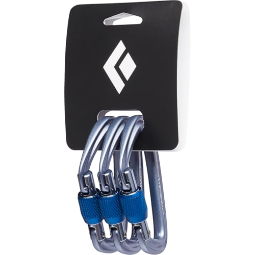 BLACK DIAMOND HotForge Screwgate Carabiner 3-Pack | Lightweight Aluminum Locking Carabiners | for Rock Climbing, Mountaineering, Camping, Outdoor | Gray