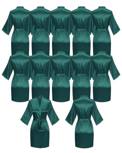 goodmansam 12 Pcs Silky Satin Kimono Robes Bride Bridesmaid Bathrobe for Women Short Sleepwear for Wedding Birthday Party