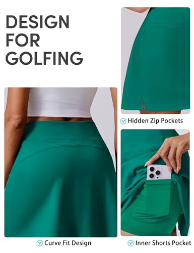 PINSPARK 16" Golf Skorts for Woman High Waisted Tennis Skirts with Pockets Shorts Pickleball Running Athletic Skort Summer3