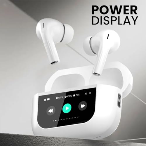 Image of Alpha Smart Display TWS Bluetooth Earbuds - 40 Hours Playtime, Powerful Bass | IPX Water Resistant, Numeric Indicator for Enhanced Control | - White