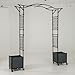 HOMASIS Arco da Giardino con Sistema di Auto-Irrigazione, 2 Vasi e 8 Ruote, Recinzione da Giardino in Metallo Anti-Ruggine, Supporto per Piante Rampicanti per Matrimoni, 208 x 40 x 250 cm (Grigio) immagine